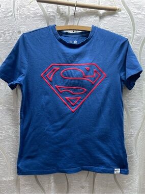 GAP Superman T-Shirt Kids XL Blue Graphic Tee Organic Cotton DC Comics